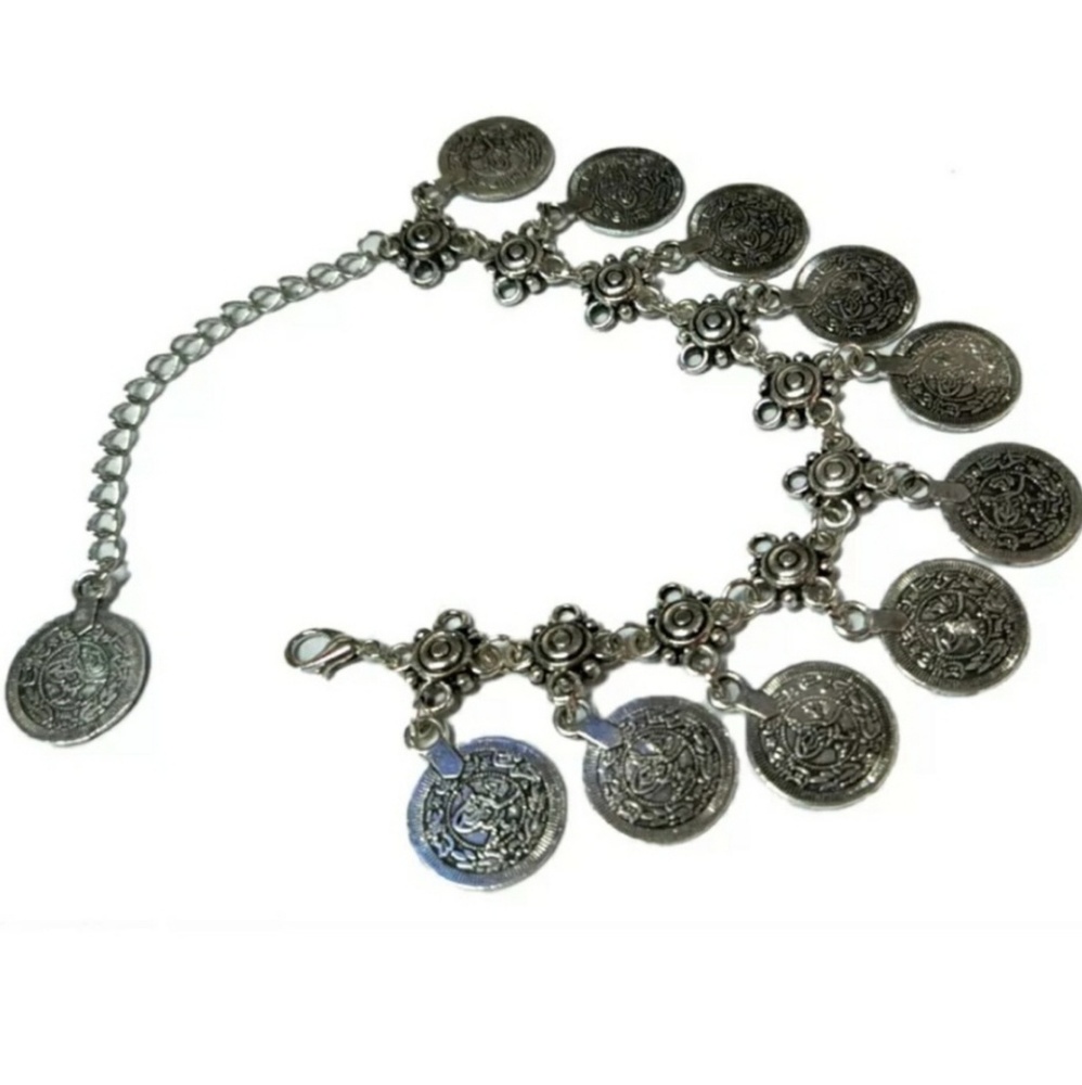 NEW Vintage-Style Bohemian Coin Tassel Anklet - Picture 2 of 3